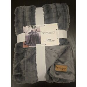 Koolaburra by UGG Chloe Textured Faux Fur Throw Blanket Gray Soft Plush 50x70